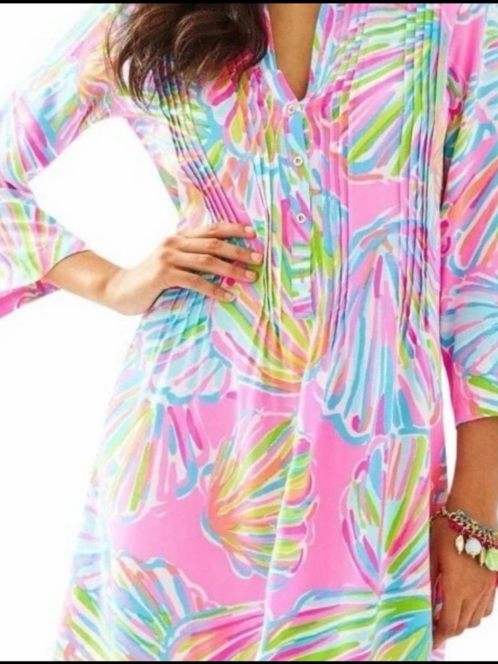 Lilly Pulitzer Sarasota Tunic Dress Pintuck Shellabrate